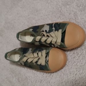 Zara Kids Army Print and Dark Tan Shoes